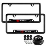 TOYOTA Black SET Stainless Steel License Plate Frame 2pcs with Caps Bolt Brand New