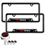 TOYOTA Stainless Steel Black License Plate Frame 2pcs with Caps Bolt Brand New SET