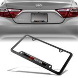 TOYOTA Stainless Steel License Plate Frame 2pcs with Caps Bolt Brand New Black SET