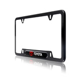 TOYOTA Stainless Steel Black License Plate Frame 2pcs with Caps Bolt Brand New SET