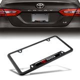 TOYOTA Stainless Steel Black License Plate Frame 2pcs with Caps Bolt Brand New SET