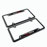 2PCS TOYOTA Black Stainless Steel Metal License Plate Frame