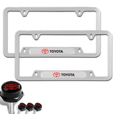 TOYOTA Stainless Steel License Plate Frame 2pcs with Caps Bolt Brand New SET