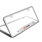2PCS TOYOTA Stainless Steel Metal License Plate Frame Silver New