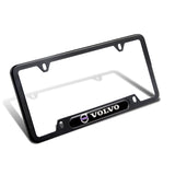2PCS VOLVO Black Stainless Steel Metal License Plate Frame