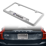 2PCS VOLVO Stainless Steel New Silver Metal License Plate Frame