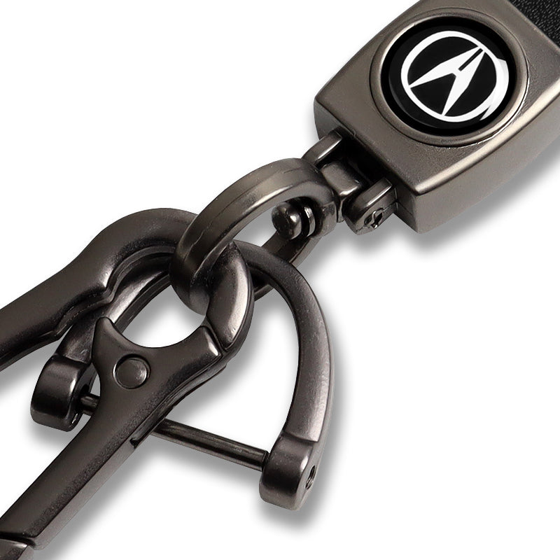 Official Acura Logo Keychain - Black Leather Key Ring, Licensed Merchandise