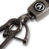 Acura Universal Black 3D Logo Leather Metal Key Chain Quick Release Lanyard Keychain for INTEGRA RSX TSX