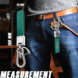 Acura Universal Chrome 3D Logo Carbon Fiber Look Green Leather Metal Key Chain Quick Release Lanyard Keychain for INTEGRA RSX TSX