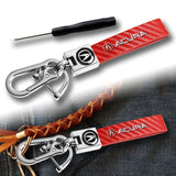 Acura Universal Chrome 3D Logo Carbon Fiber Look Red Leather Metal Key Chain Quick Release Lanyard Keychain for INTEGRA RSX TSX