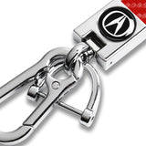 Acura Universal Chrome 3D Logo Carbon Fiber Look Red Leather Metal Key Chain Quick Release Lanyard Keychain for INTEGRA RSX TSX
