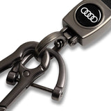 Audi Universal Black 3D Logo Leather Metal Gift Decor Quick Release Lanyard Keychain for A1 A4 Q5 Q7 TT
