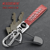 Audi Universal Chrome 3D Logo Carbon Fiber Look Rare Pink Leather Metal Gift Decor Quick Release Lanyard Keychain for A1 A4 Q5 Q7 TT