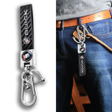 BUICK Universal Chrome 3D Logo Carbon Fiber Look Black Leather Metal Gift Decor Quick Release Lanyard Keychain