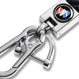 BUICK Universal Chrome 3D Logo Carbon Fiber Look Black Leather Metal Gift Decor Quick Release Lanyard Keychain