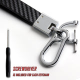 LANDROVER Universal Chrome 3D Logo Carbon Fiber Look Black Leather Metal Gift Decor Quick Release Lanyard Keychain