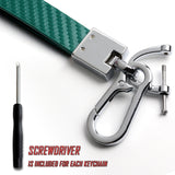 TOYOTA TRD Universal Chrome 3D Logo Carbon Fiber Look Green Leather Metal Gift Decor Quick Release Lanyard Keychain SUPRA COROLLA Camry