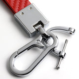 Acura Universal Chrome 3D Logo Carbon Fiber Look Red Leather Metal Key Chain Quick Release Lanyard Keychain for INTEGRA RSX TSX