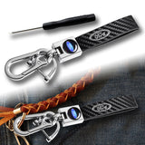 FORD Universal Chrome 3D Logo Carbon Fiber Look Black Leather Metal Gift Decor FORD Racing Quick Release Lanyard Keychain