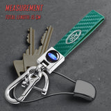 FORD Universal Chrome 3D Logo Carbon Fiber Look Green Leather Metal Gift Decor FORD Racing Quick Release Lanyard Keychain