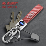 FORD Universal Chrome 3D Logo Carbon Fiber Look Rare Pink Leather Metal Gift Decor FORD Racing Quick Release Lanyard Keychain
