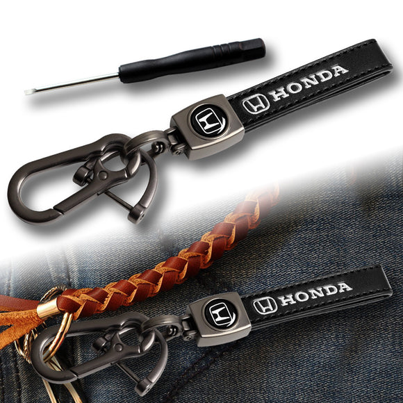 HONDA ACCORD CIVIC Universal Black 3D Logo Leather Metal Gift Decor Quick Release Lanyard Keychain TYPE R  S2000 INTEGRA DC5 JDM
