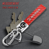 HONDA ACCORD CIVIC Universal Chrome 3D Logo Carbon Fiber Look Red Leather Metal Gift Decor Quick Release Lanyard Keychain TYPE R  S2000 INTEGRA DC5 JDM