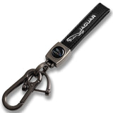 JAGUAR Universal Black 3D Logo Leather Metal Gift Decor Quick Release Lanyard Keychain