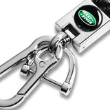LANDROVER Universal Chrome 3D Logo Carbon Fiber Look Black Leather Metal Gift Decor Quick Release Lanyard Keychain