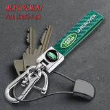 LANDROVER Universal Chrome 3D Logo Carbon Fiber Look Green Leather Metal Gift Decor Quick Release Lanyard Keychain
