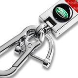 LANDROVER Universal Chrome 3D Logo Carbon Fiber Look Red Leather Metal Gift Decor Quick Release Lanyard Keychain
