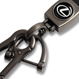 LEXUS Universal Black 3D Logo Leather Metal Gift Decor Quick Release Lanyard Keychain