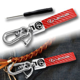 LEXUS Universal Chrome 3D Logo Carbon Fiber Look Red Leather Metal Gift Decor Quick Release Lanyard Keychain