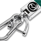 MAZDA Universal Chrome 3D Logo Carbon Fiber Look Green Leather Metal Gift Decor Quick Release Lanyard Keychain MAZDA SPEED