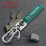 MAZDA Universal Chrome 3D Logo Carbon Fiber Look Green Leather Metal Gift Decor Quick Release Lanyard Keychain MAZDA SPEED