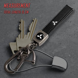 Mitsubishi Universal Black 3D Logo Leather Metal Gift Decor Quick Release Lanyard Keychain