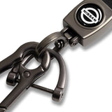 NISSAN NISMO Universal Black 3D Logo Leather Metal Gift Decor Quick Release Lanyard Keychain