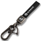 NISSAN NISMO Universal Black 3D Logo Leather Metal Gift Decor Quick Release Lanyard Keychain