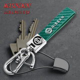 NISSAN NISMO Universal Chrome 3D Logo Carbon Fiber Look Green Leather Metal Gift Decor Quick Release Lanyard Keychain