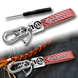 NISSAN NISMO Universal Chrome 3D Logo Carbon Fiber Look Rare Pink Leather Metal Gift Decor Quick Release Lanyard Keychain