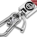 NISSAN NISMO Universal Chrome 3D Logo Carbon Fiber Look Rare Pink Leather Metal Gift Decor Quick Release Lanyard Keychain