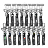 VOLVO Universal Chrome 3D Logo Carbon Fiber Look Black Leather Metal Gift Decor Quick Release Lanyard Keychain