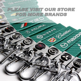 NISSAN NISMO Universal Chrome 3D Logo Carbon Fiber Look Green Leather Metal Gift Decor Quick Release Lanyard Keychain