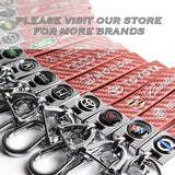 TESLA Universal Chrome 3D Logo Carbon Fiber Look Rare Pink Leather Metal Gift Decor Quick Release Lanyard Keychain
