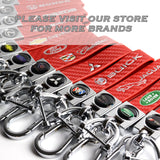 Audi Universal Chrome 3D Logo Carbon Fiber Look Red Leather Metal Gift Decor Quick Release Lanyard Keychain for A1 A4 Q5 Q7 TT