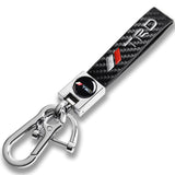 TOYOTA TRD Universal Chrome 3D Logo Carbon Fiber Look Black Leather Metal Gift Decor Quick Release Lanyard Keychain SUPRA COROLLA Camry