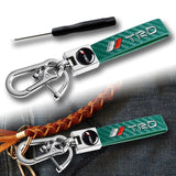 TOYOTA TRD Universal Chrome 3D Logo Carbon Fiber Look Green Leather Metal Gift Decor Quick Release Lanyard Keychain SUPRA COROLLA Camry