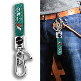 TOYOTA TRD Universal Chrome 3D Logo Carbon Fiber Look Green Leather Metal Gift Decor Quick Release Lanyard Keychain SUPRA COROLLA Camry