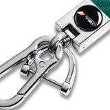 TOYOTA TRD Universal Chrome 3D Logo Carbon Fiber Look Green Leather Metal Gift Decor Quick Release Lanyard Keychain SUPRA COROLLA Camry