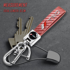 TOYOTA TRD Universal Chrome 3D Logo Carbon Fiber Look Rare Pink Leather Metal Gift Decor Quick Release Lanyard Keychain SUPRA COROLLA Camry